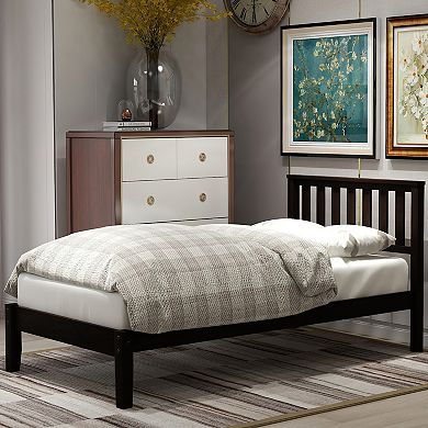 Merax Wood Platform Bed With Headboard