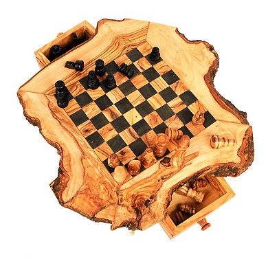Beldinest Olive Wood Chess Set Wooden Chess Board Rustic
