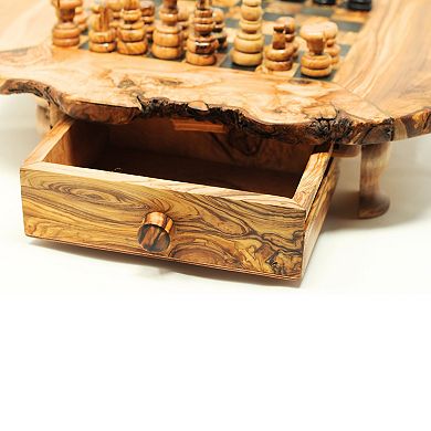 Beldinest Olive Wood Chess Set Wooden Chess Board Rustic
