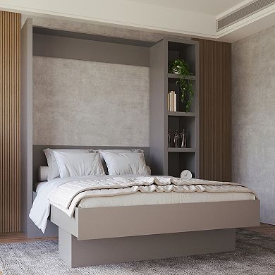 Easy-lift Queen Murphy Wall Bed Dark With Bookshelf