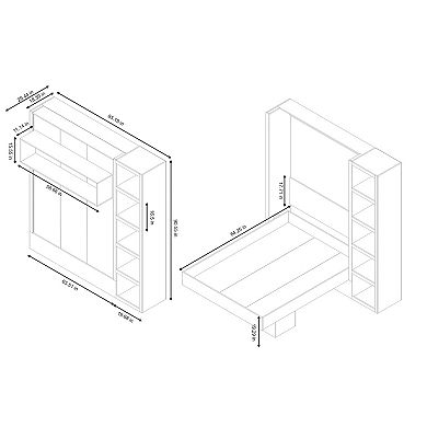 Easy-lift Queen Murphy Wall Bed Dark With Bookshelf