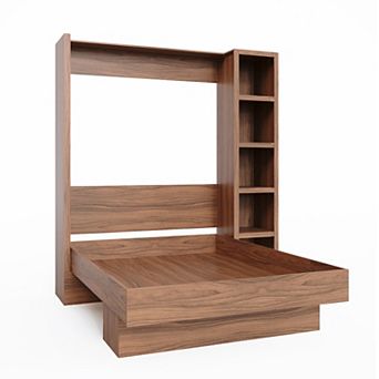 Easy-lift Queen Murphy Wall Bed Dark With Bookshelf