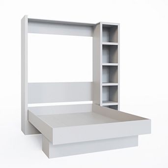 Easy-lift Queen Murphy Wall Bed Dark With Bookshelf