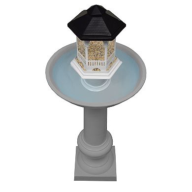 Modern Round Cast Aluminum Metal 40-in Grey Bird Bath And Bird Feeder Combo