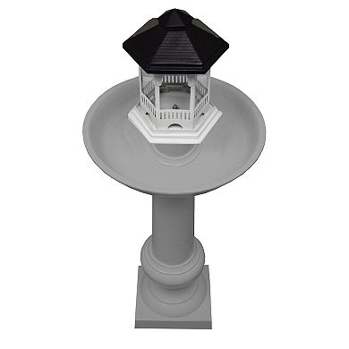 Modern Round Cast Aluminum Metal 40-in Grey Bird Bath And Bird Feeder Combo