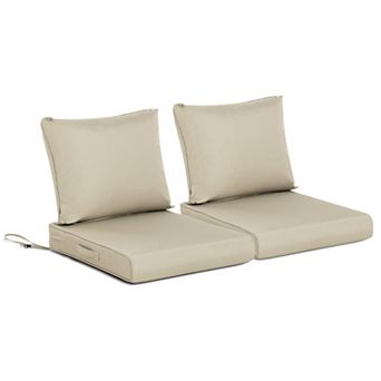Aoodor Outdoor Chair Cushions Set Of 2, 21"x21", Water Resistant Outdoor Deep Seat Cushions