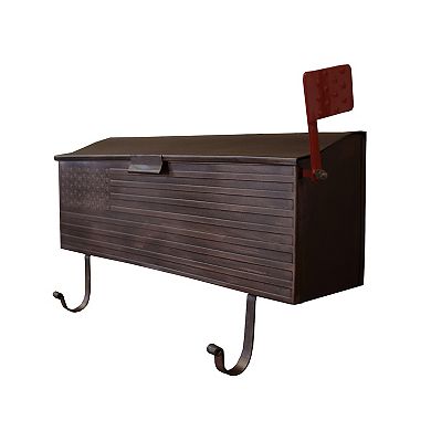 Copper Patriotic Metal Wall Mounted Mailbox With Outgoing Mail Flag And Newspaper Hangers