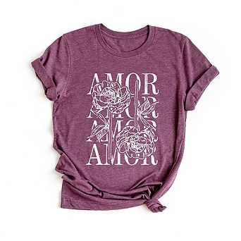 Amor Floral Grunge Short Sleeve Graphic Tee