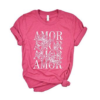 Amor Floral Grunge Short Sleeve Graphic Tee