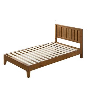 Twin Solid Wood Platform Bed Frame With Headboard