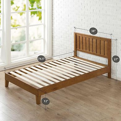 Twin Solid Wood Platform Bed Frame With Headboard