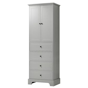 Storage Cabinet With 2 Doors And 4 Drawers For Bathroom