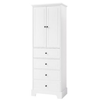 Storage Cabinet With 2 Doors And 4 Drawers For Bathroom