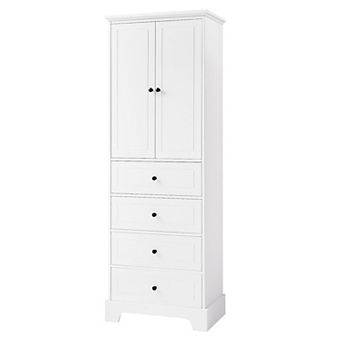 Storage Cabinet With 2 Doors And 4 Drawers For Bathroom