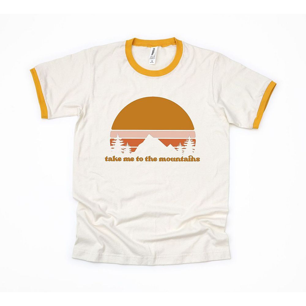 Take Me To The Mountains Sunset Ringer Tee