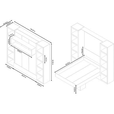 Easy-lift Queen Murphy Wall Bed With Two Bookshelves