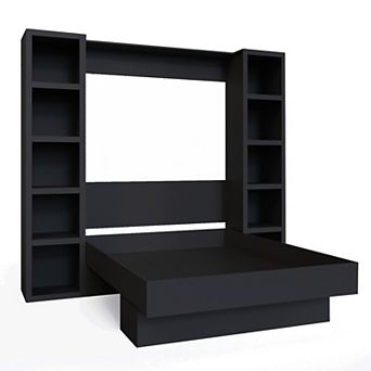 Easy-lift Queen Murphy Wall Bed With Two Bookshelves