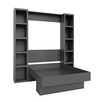 Easy-lift Queen Murphy Wall Bed With Two Bookshelves