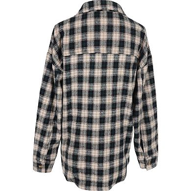 Women's Plaid Shacket Jacket Long Sleeve Button Down Shirts Coat