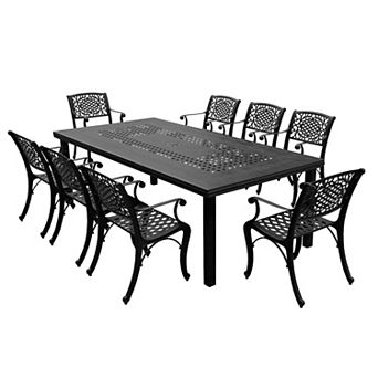Modern Outdoor Alumum 95- Large Rectangular Patio Dg Set With Eight Arm Chairs