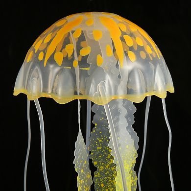 Aquarium Jellyfish Glow Decor Fish Tank Fluorescent Jellyfish Ornaments 3.2"x7.5" With Suction Cup