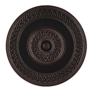 Outdoor Aluminum 34 In. Round Fire Table Set With 4 Deep Seating Swivel Rocking Chairs, Accessoriess