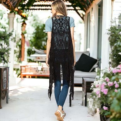 Women's Floral Lace Boho Cardigan Vest