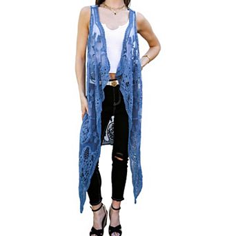 Women's Floral Lace Boho Cardigan Vest