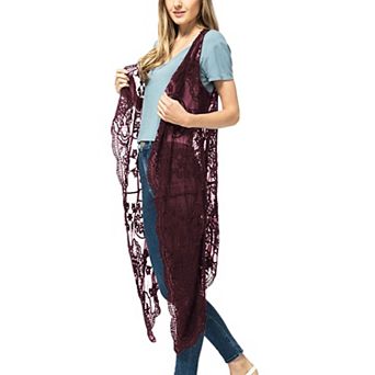 Women's Floral Lace Boho Cardigan Vest