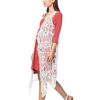 Women's Floral Lace Boho Cardigan Vest