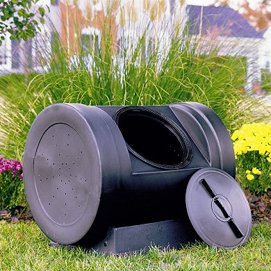 Compost Wizard 89-Gallon Tumbling Bin with Ventilation and Wheeled Base, Black, 29 inches
