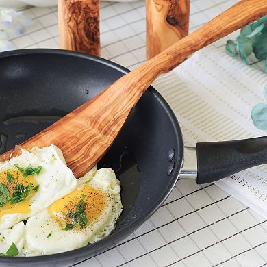 Angled Blade Cooking Spatula, Handmade From Olive Wood.