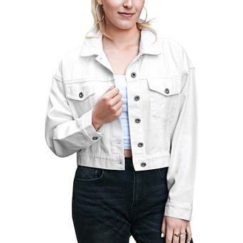 Women's Cropped Button Down Denim Jacket With Pockets