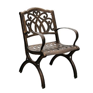Modern Outdoor Aluminum 63-in Large Bronze Hexagon Patio Dining Set With Lazy Susan And Six Chairs