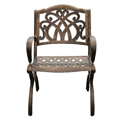 Modern Outdoor Aluminum 63-in Large Bronze Hexagon Patio Dining Set With Lazy Susan And Six Chairs
