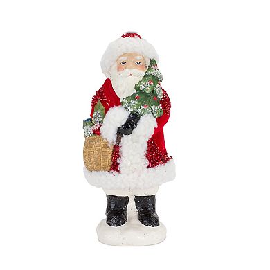 Santa Figurine With Pine Tree And Present Accents (set Of 3)