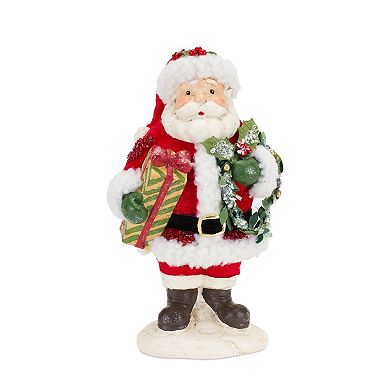 Santa Figurine With Pine Tree And Present Accents (set Of 3)