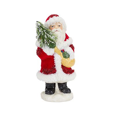 Santa Figurine With Pine Tree And Present Accents (set Of 3)