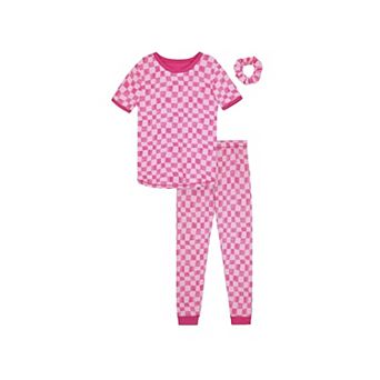 Sleep On It Girls 2 pc Soft Jersey Snug-Fit Pajama Top and Pajama Pants Set w Scrunchie - Big Kids