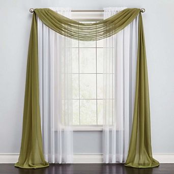 BrylaneHome BH Studio Sheer Voile Scarf Valance