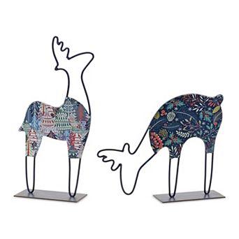 Deer (Set Of 2) 9.75"l X 8"h, 6"l X 12"h Iron