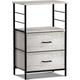 Sorbus 2 Drawer Nightstand - With Steel Frame, Wood Top, Handles, Fabric Bins