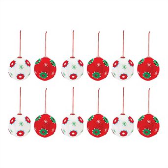 Whimsical Fabric Ball Ornament (Set Of 12)