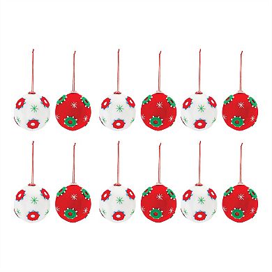 Whimsical Fabric Ball Ornament (Set Of 12)