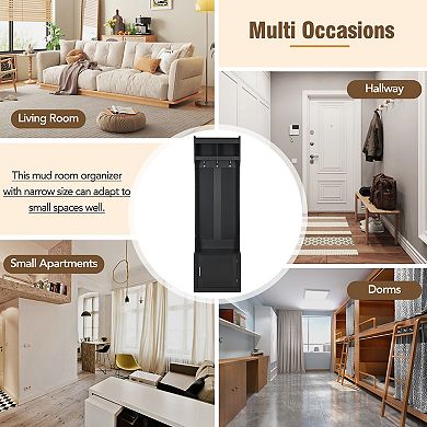 Minimalist Slim Hall Tree With Cabinet