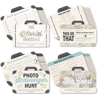 Big Dot Of Happiness World Awaits - 4 Travel Party Games - 10 Cards Each - Gamerific Bundle