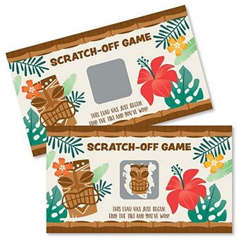 Big Dot Of Happiness Tropical Luau - Hawaiian Beach Party Game Scratch Off Cards - 22 Count