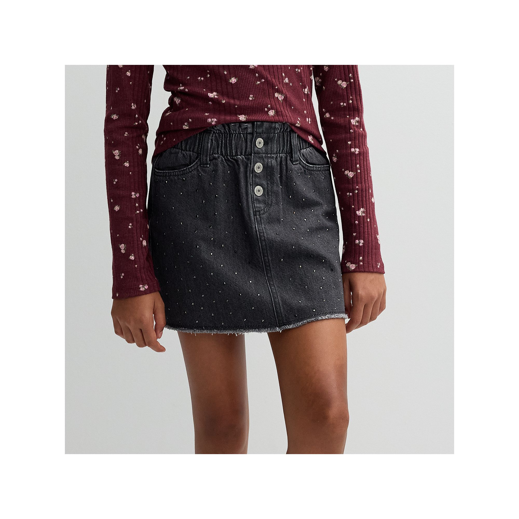 Girls 6-20 SO® Paperbag Skirt in Regular and Plus, Girls, Size: 18, Black
