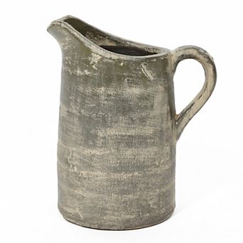 LuxenHome Rustic Farmhouse Brown Pitcher Terracotta Vase