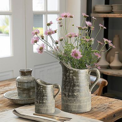 LuxenHome Rustic Farmhouse Brown Pitcher Terracotta Vase